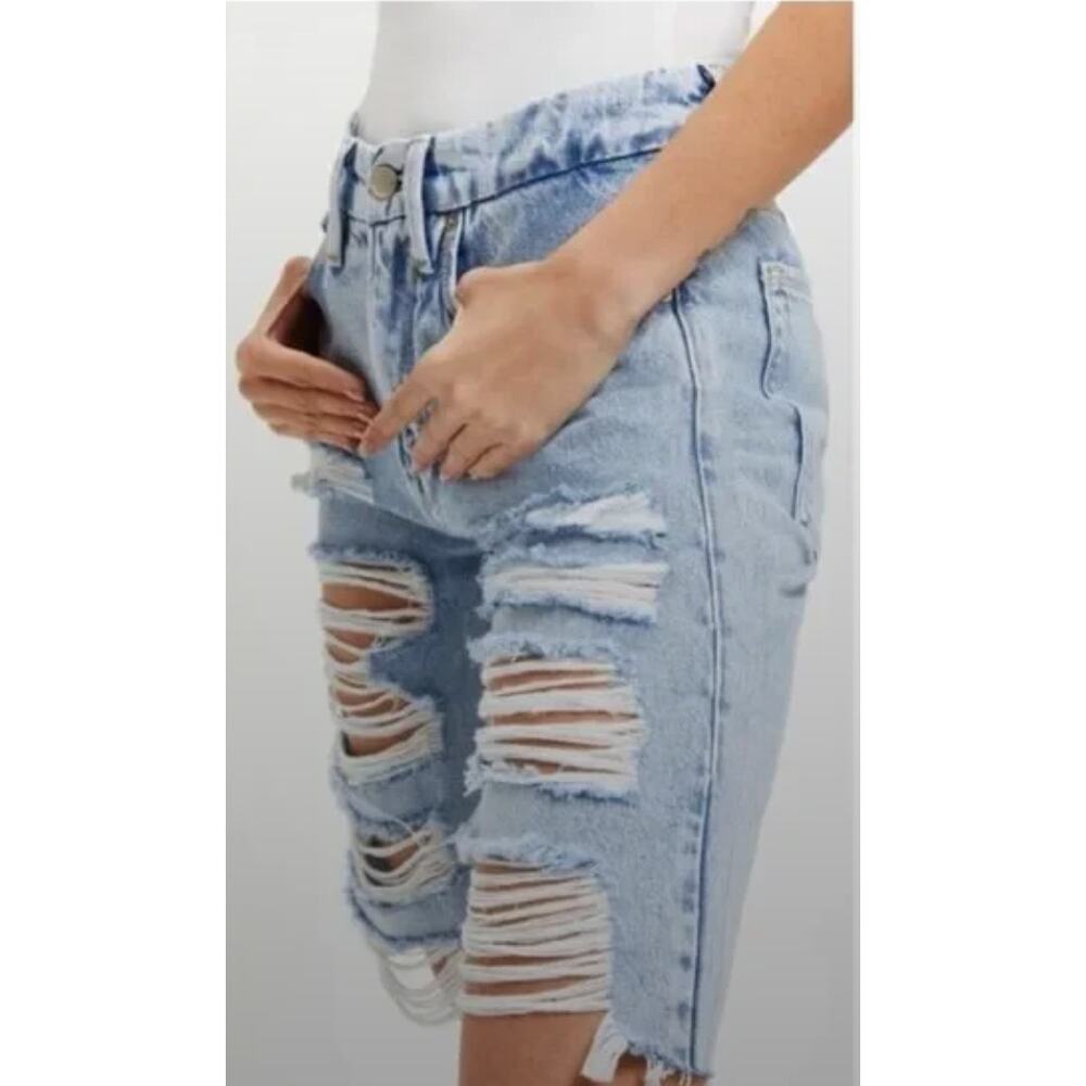 *GOOD AMERICAN Good 90s Bermuda Denim Jean Shorts In Indigo Size 4/27 NWT*